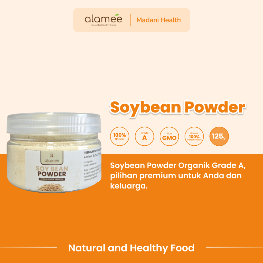 

ALAMEE Soy Milk Bean Powder PREMIUM Bubuk Susu Kacang Kedelai Murni Tinggi Protein Tanpa Gula 125gr