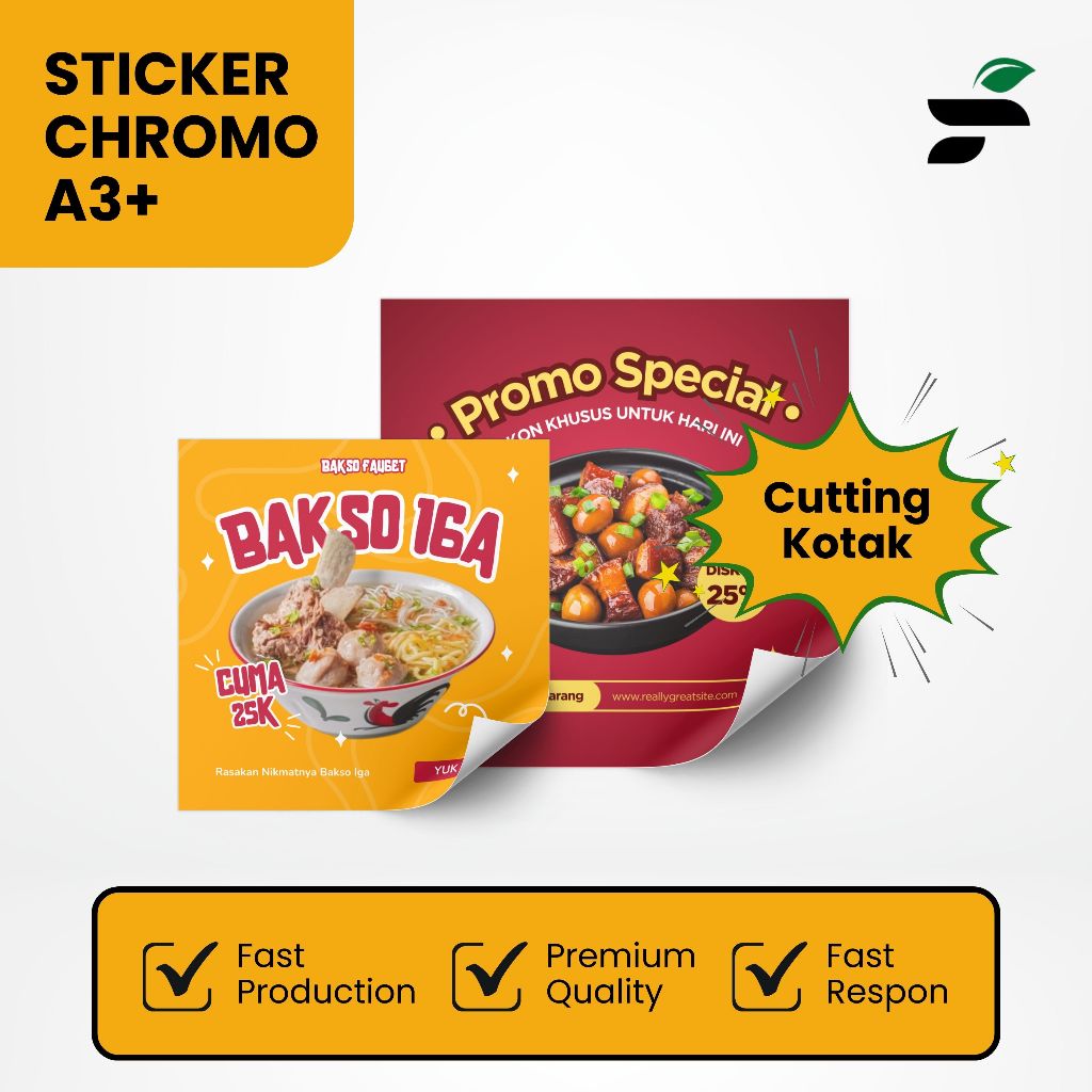 

Buzz Adv - Cetak Stiker Custom Chromo Kotak / Label Makanan Topless / Kemasan Botol Minuman / Sticker Garansi / Stcker