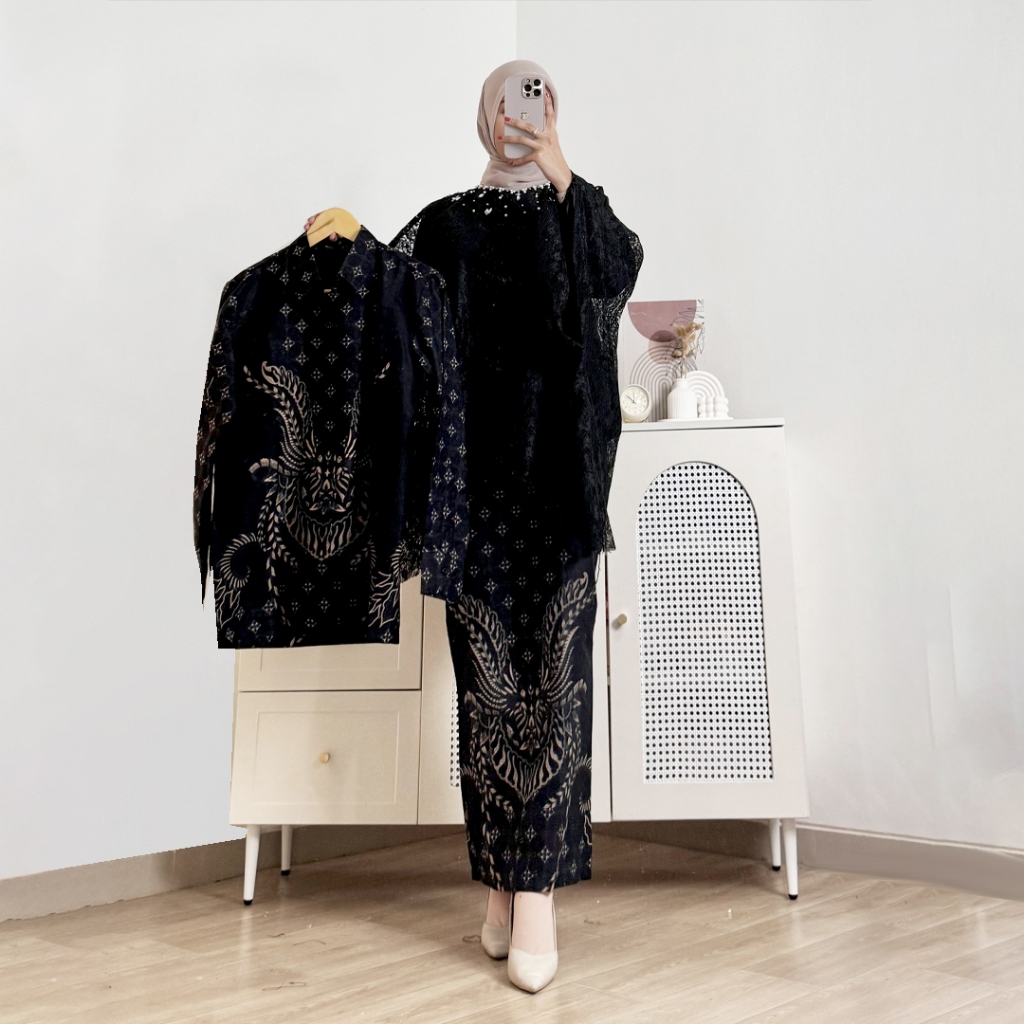 [Lebaran Series] Batik Couple Termurah - Oneset Couple Kaftan Belvira Set Wanita Atasan Kaftan Bruka