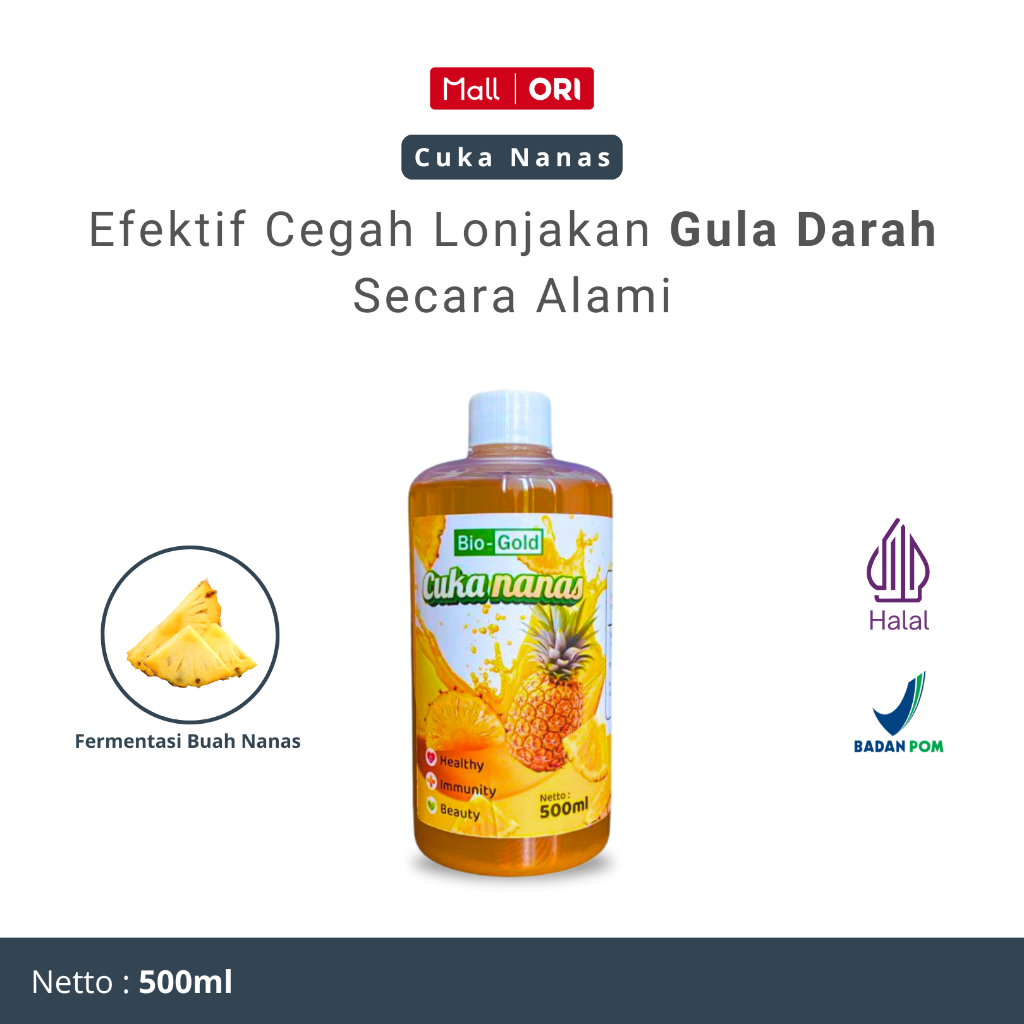 

Cuka Nanas Bio Gold Fermentasi Buah Nanas Asli Dapat Mencegah Lonjakan Hypertensi Gula Darah 500ml