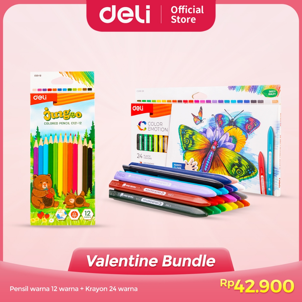 

PAKET Deli Edisi Valentine / 1 Set Pensil Warna 12 Warna, 1 Set Krayon 24 Warna / VAL2025-04