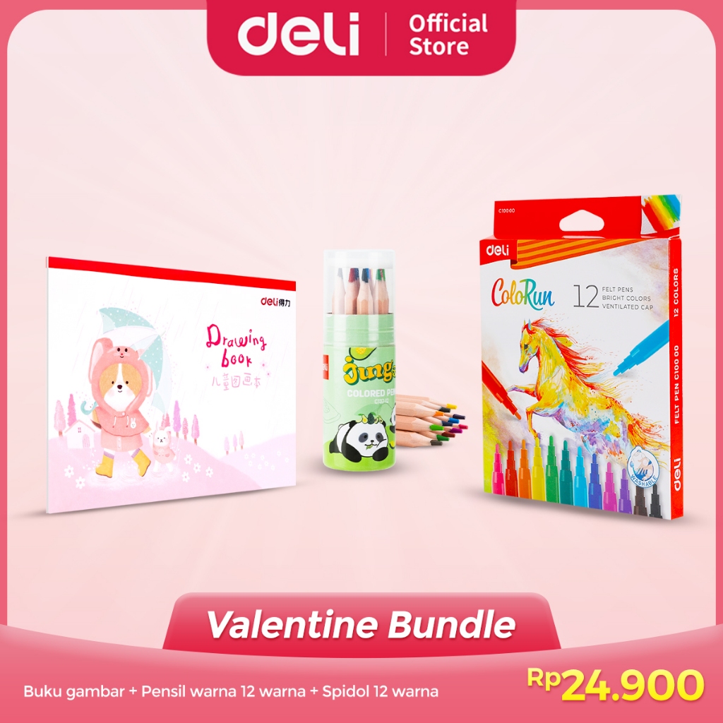 

Deli Valentine Bundle / 1 Buku Gambar 20 Lembar, 1 Set Pensil Warna 12 Warna, 1 Set Spidol 12 Warna / VAL2025-01