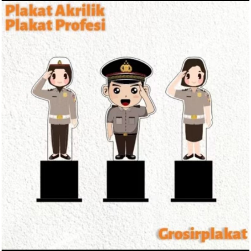 Piala Akrilik Model Polisi Kartun - Wisuda Polisi