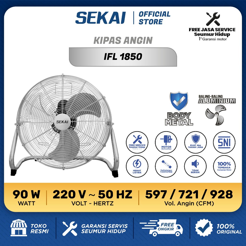 SEKAI Kipas Angin Meja Tornado / Kipas Angin Duduk Industri 18 Inch- IFL 1850