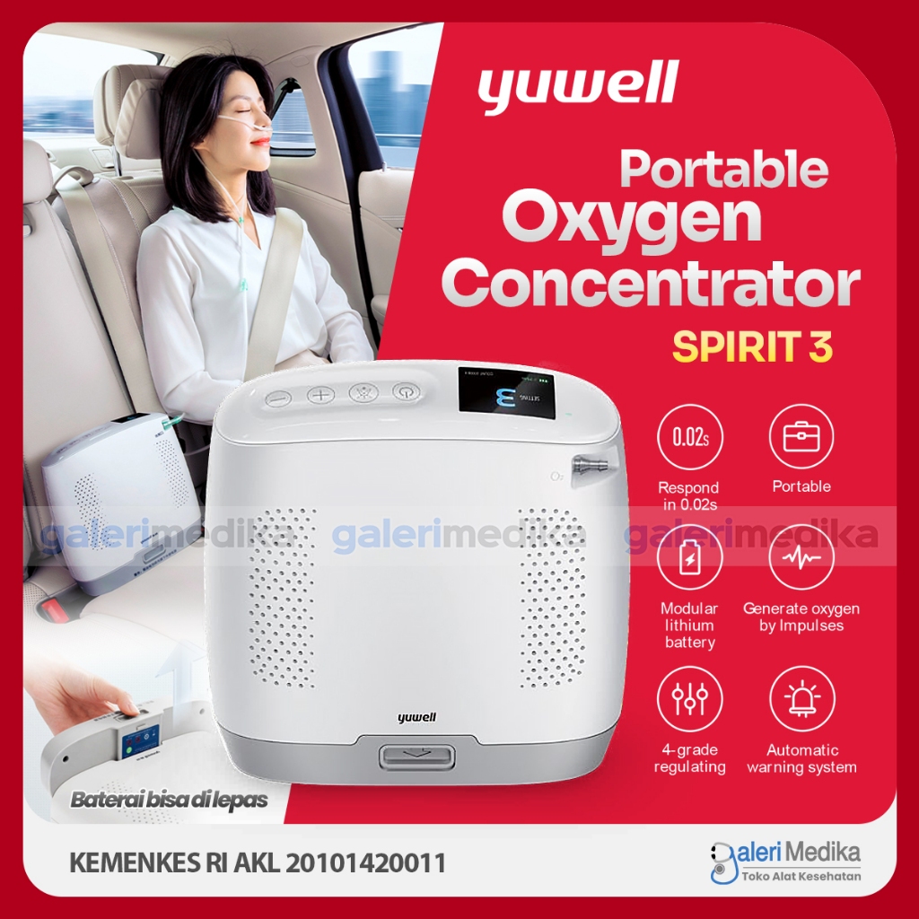 Portable Oxygen Concentrator Yuwell Spirit 3 for Travel / Oksigen Portable - Mesin Penghasil Oksigen