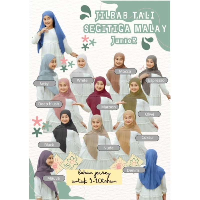 JILBAB ANAK MALAY SEGITIGA TALI