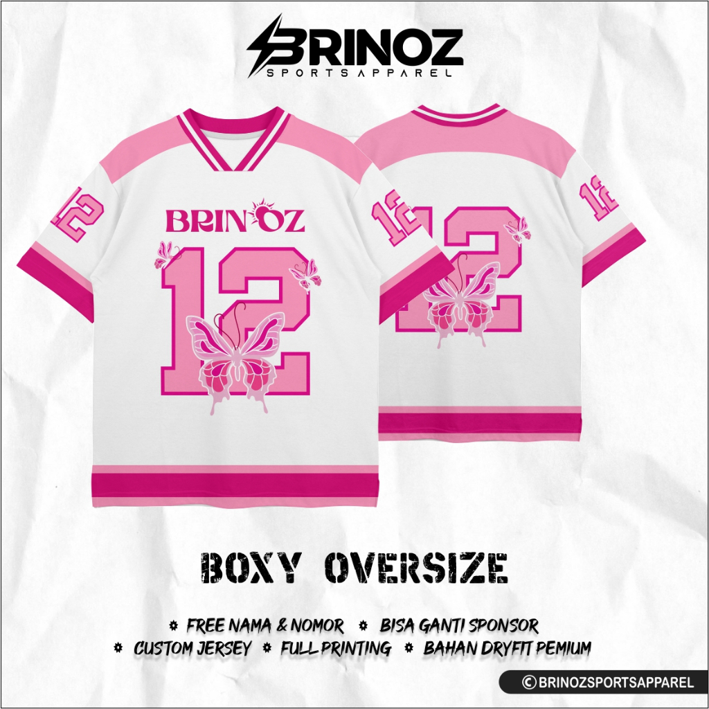 JERSEY PINK OVERSIZE / JERSEY BOXY PINK / JERSEY NFL / JERSEY CUSTOM / JERSEY OVERSIZE