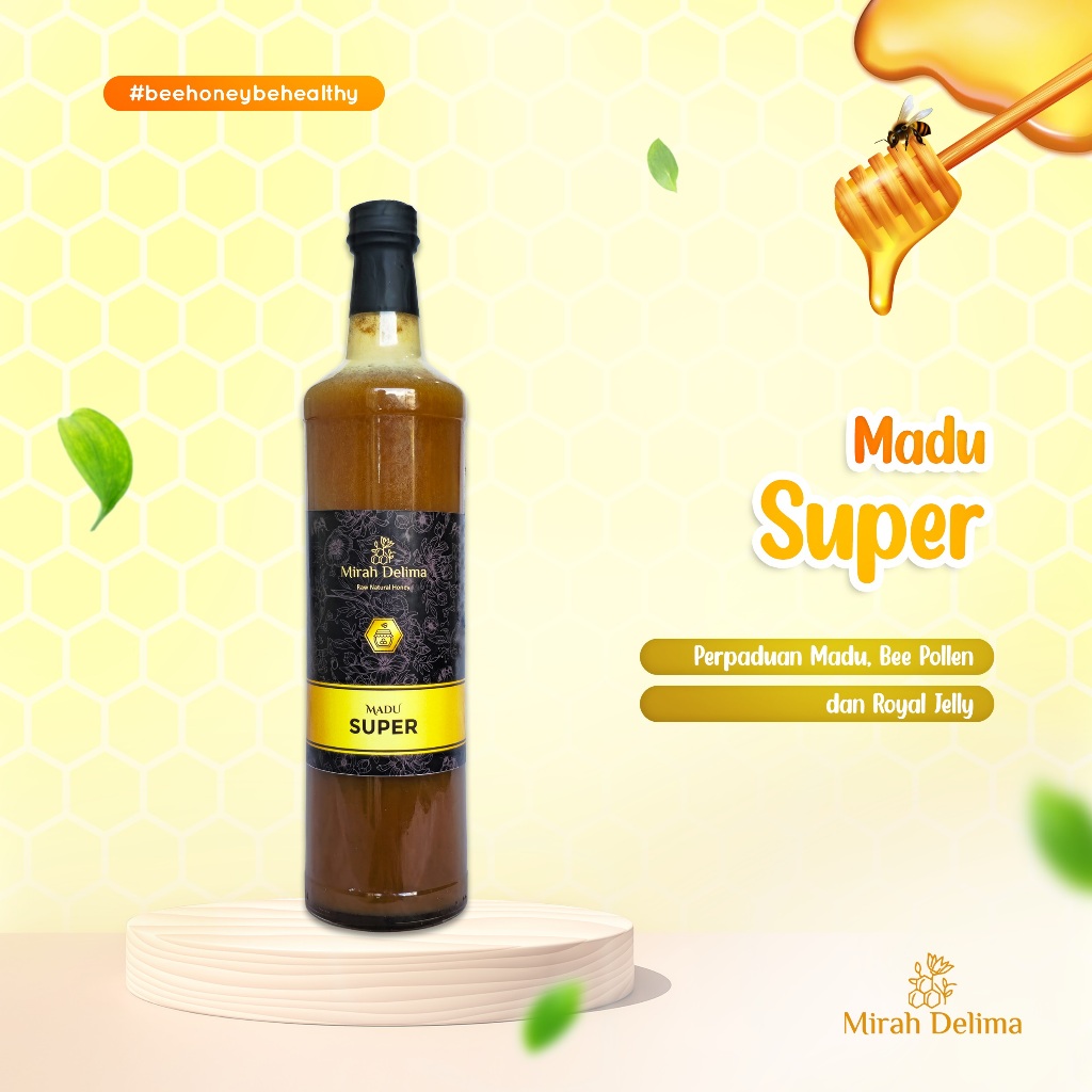 

Madu Super - Kombinasi Madu Royal Jelly dan Bee Pollen - 600 ml - Botol Kaca