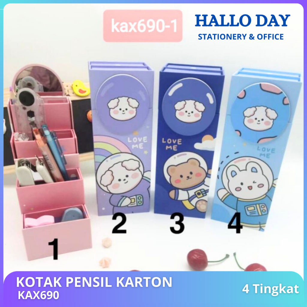 

HD Kotak Pensil Karton Berdiri Tingkat + Cermin / Tempat Pensil Anak Sekolah