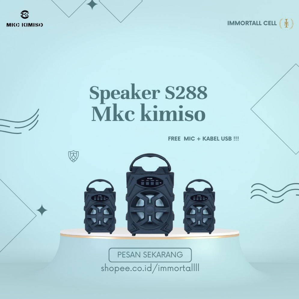 Speaker Bluetooth S288 + Mic / S288 (TANPA MIC) karaoke Speaker portable, IMMORTALL CELL