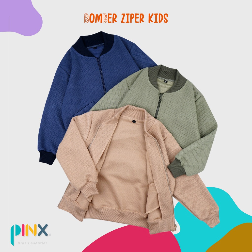 PinxKids - Bomber Jacket Anak Unisex usia 1 - 10 tahun - Jaket Zig zag knit