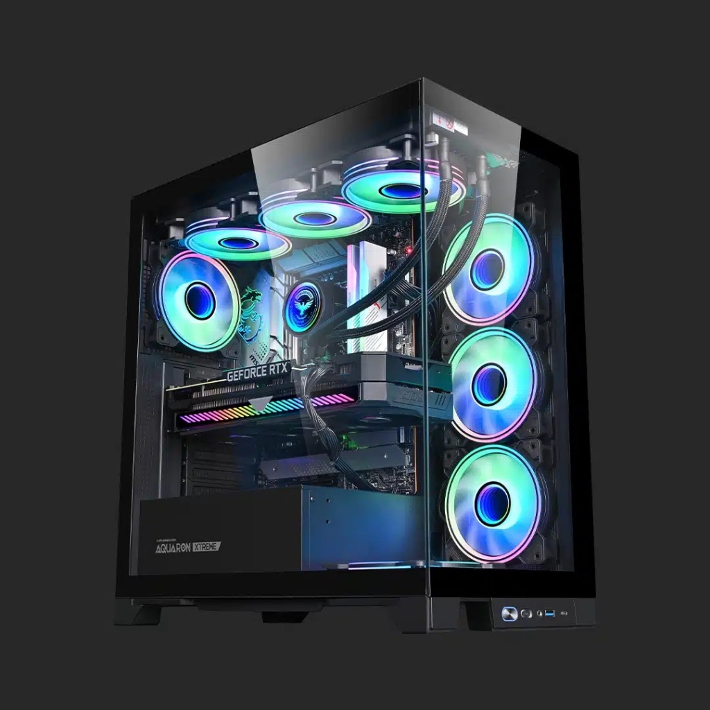 Casing PC Gaming Armageddon Aquaron Extreme Up to EATX Motherboard Case CPU Game Gaming Tampered Gla