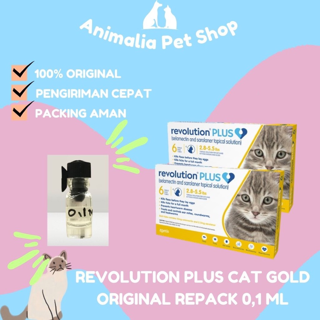 Repack Revolution Plus Cat Gold 0,1 ML (1,3 - 2,5 kg) / Obat Kutu Kucing Revolution Gold Original Re