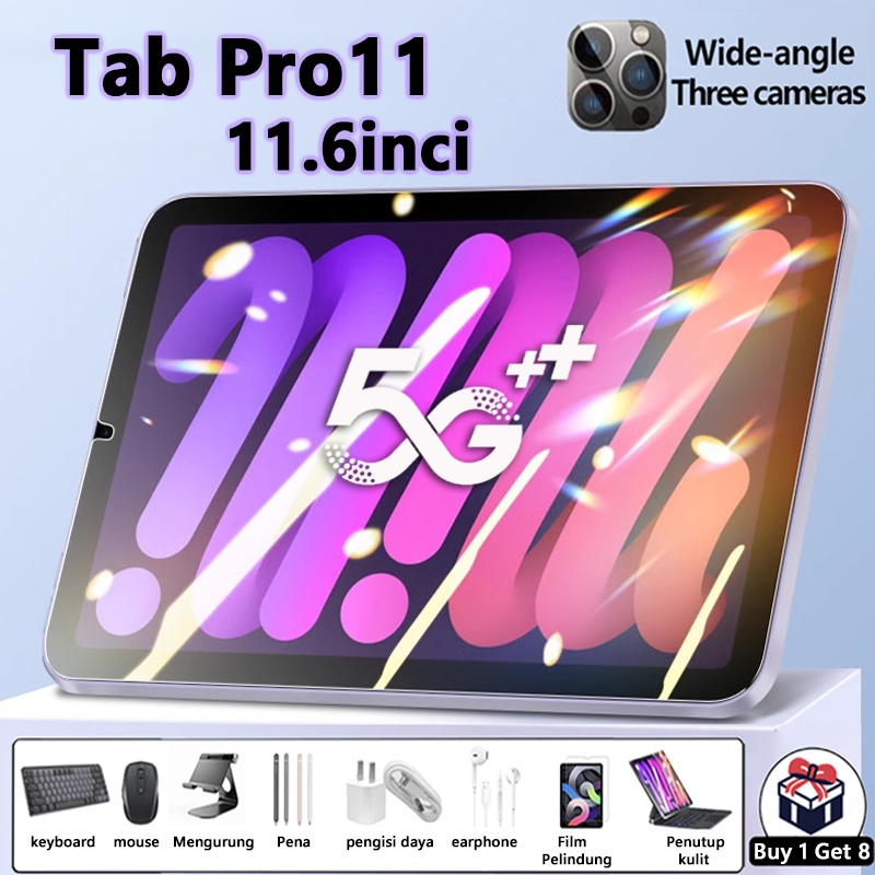 Tablet PC Pro 11 Tablet Android 11.6inch Tab murah 5G 90Hz 16(8+8)GB/ 512GB Dual Card Android Pad Ba