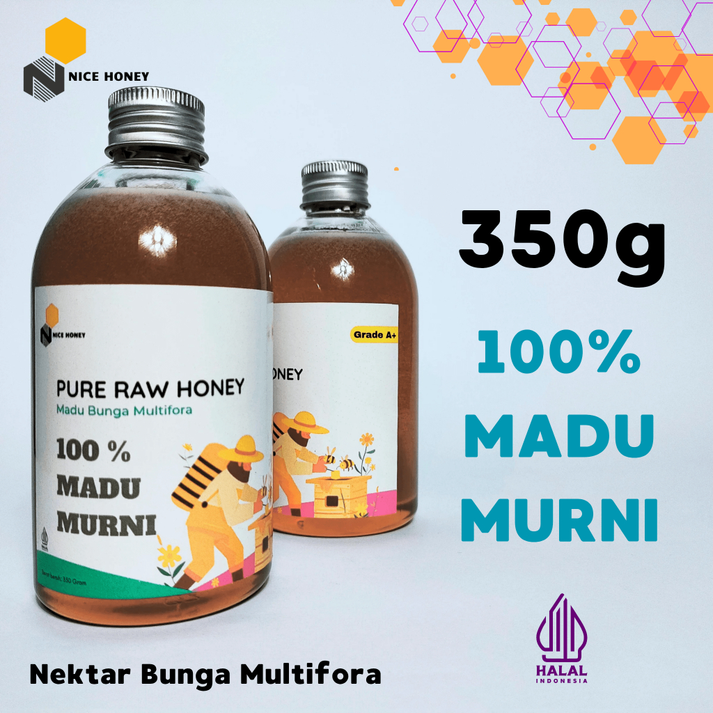 

Madu Asli Murni 100% Nektar Bunga Multifora 350 Gram - Nice Honey