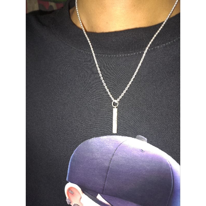 kalung liontin bambu perak murni