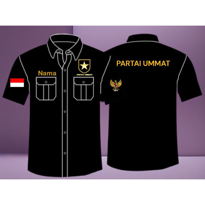 kemeja kerja baju pdh seragam kerja partai Ummat free bordir nama