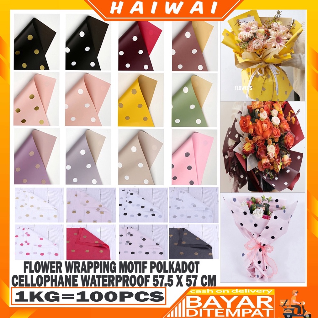 

HaiWai Flower Wrapg Paper Small Polkadot Cellophane Kes Buket Bunga Motif Polkadot Kes Kado KB4 KB11
