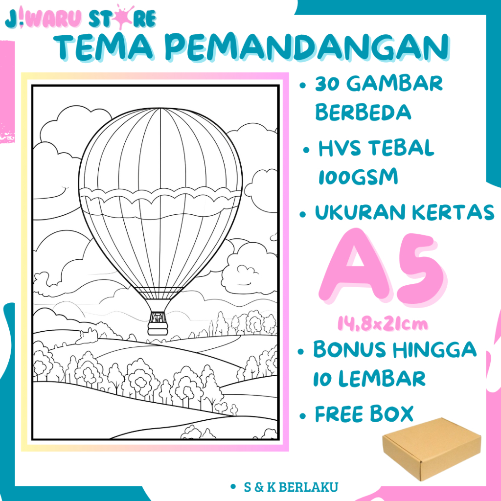 

30 Gambar Kertas mewarnai anak / Coloring / Sketsa Tema Pemandangan