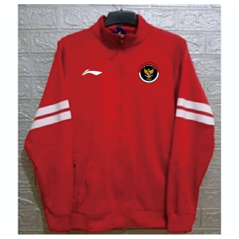 jaket Tracktop impor Timnas Indonesia Logo olimpiade full sablon, jaket Indonesia viral