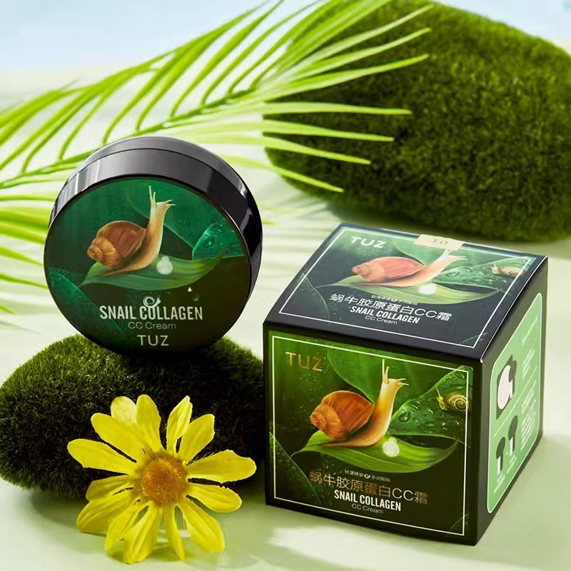 Snail Collagen CC Cream Jamur Air Cushion Whitening Concealer Foundation Kontrol  Tahan Lama