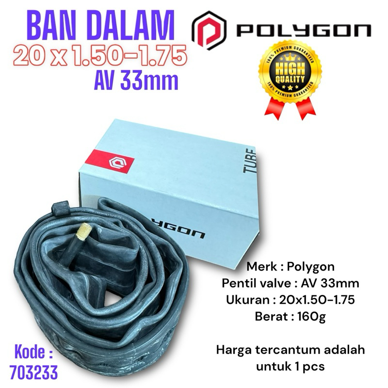 POLYGON ( TUBE 20x1.50-1.75 AV33 ) Ban Dalam Sepeda Lipat BMX Seli Mini Minion Minivelo Tube Polygon