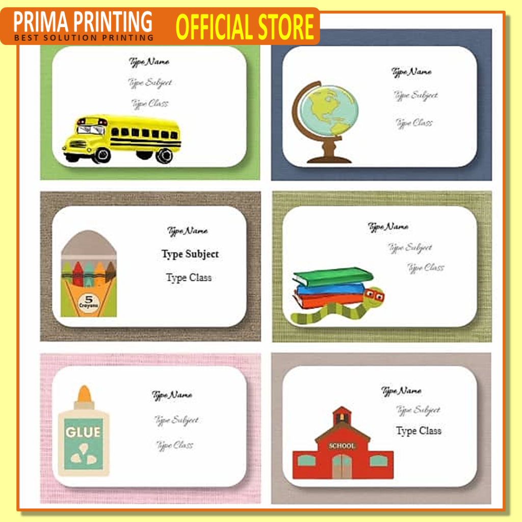 

Stiker Nama Anak / Label Nama Buku Sekolah/Stiker Buku Anak isi 50 kertas kilap