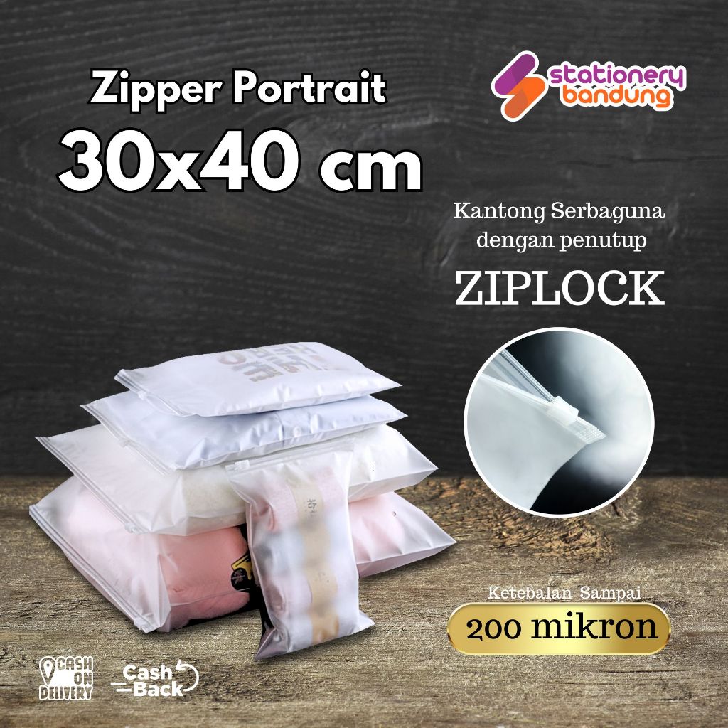 Zipper Bag Potrait Transparan Doff Organizer Bag Pouch Plastik Penyimpanan Ziplock Murah Ukuran 30x4