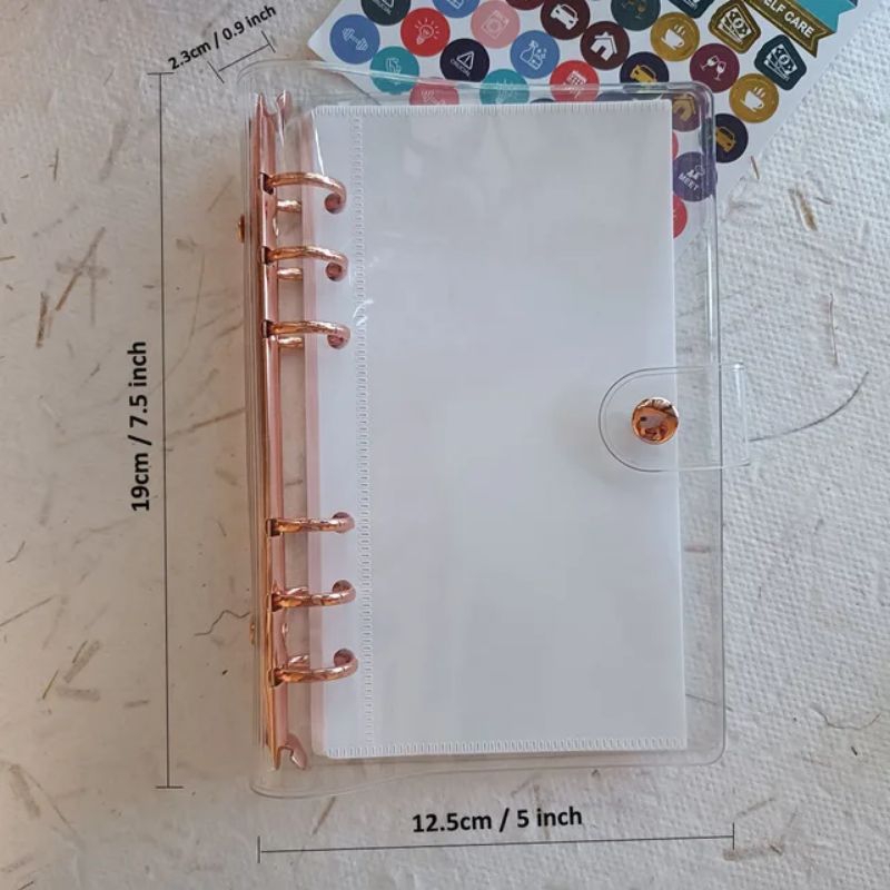 

COD INSTANT Clear Cover Binder A5 A6 SILVER / ROSE GOLD PREMIUM TEBAL Transparan Transparent Bening Ring 6 PVC hole ring Premium Tebal Cover Only MURAH