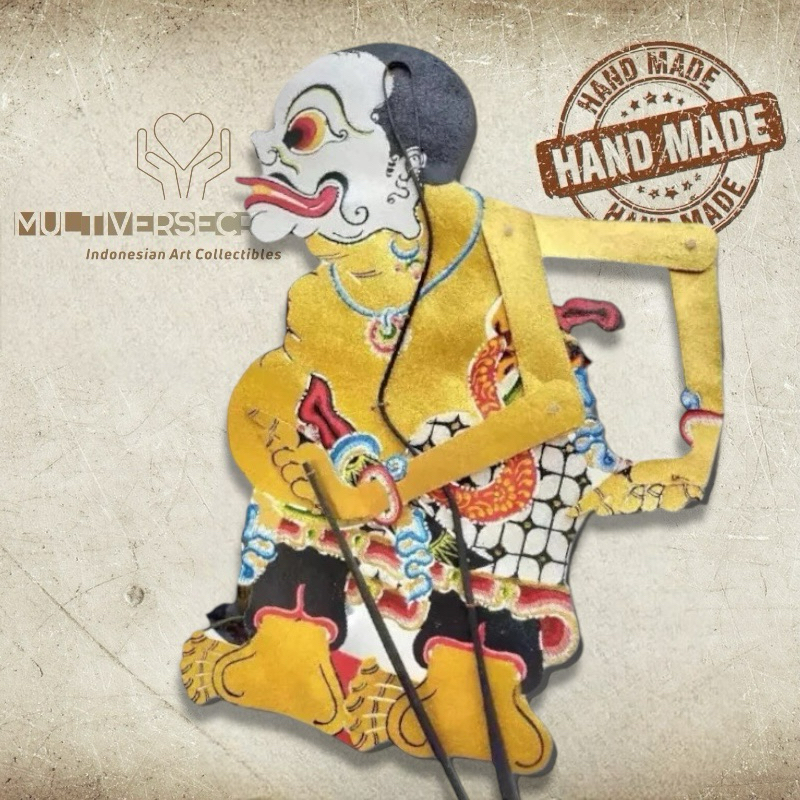 MULTIVERSECRAFTID Wayang Alusan Bagong Ngerol/Bagong Ki Seno Nugroho Emas Bahan Premium Kulit Asli U