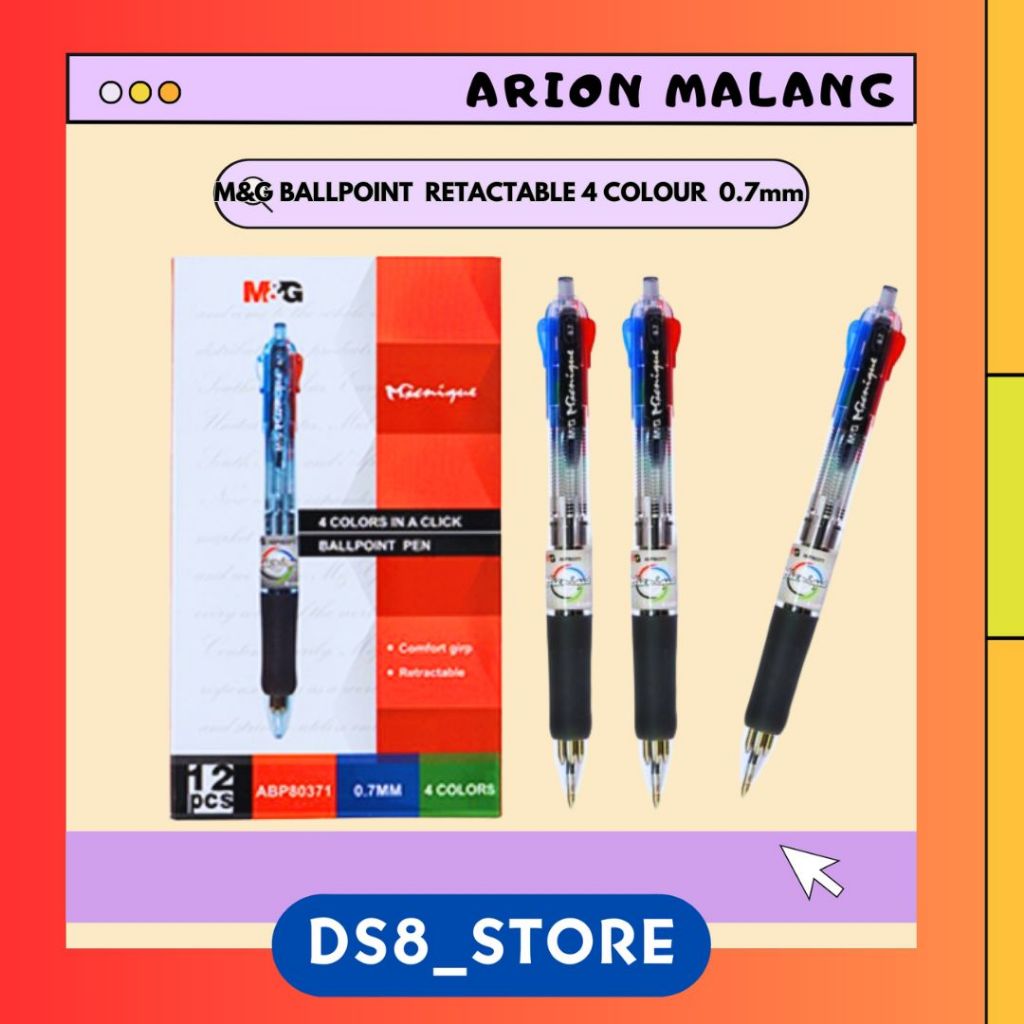 

M&G Ballpoint Retractable 4 Colors Grip 0.7mm ABP80371