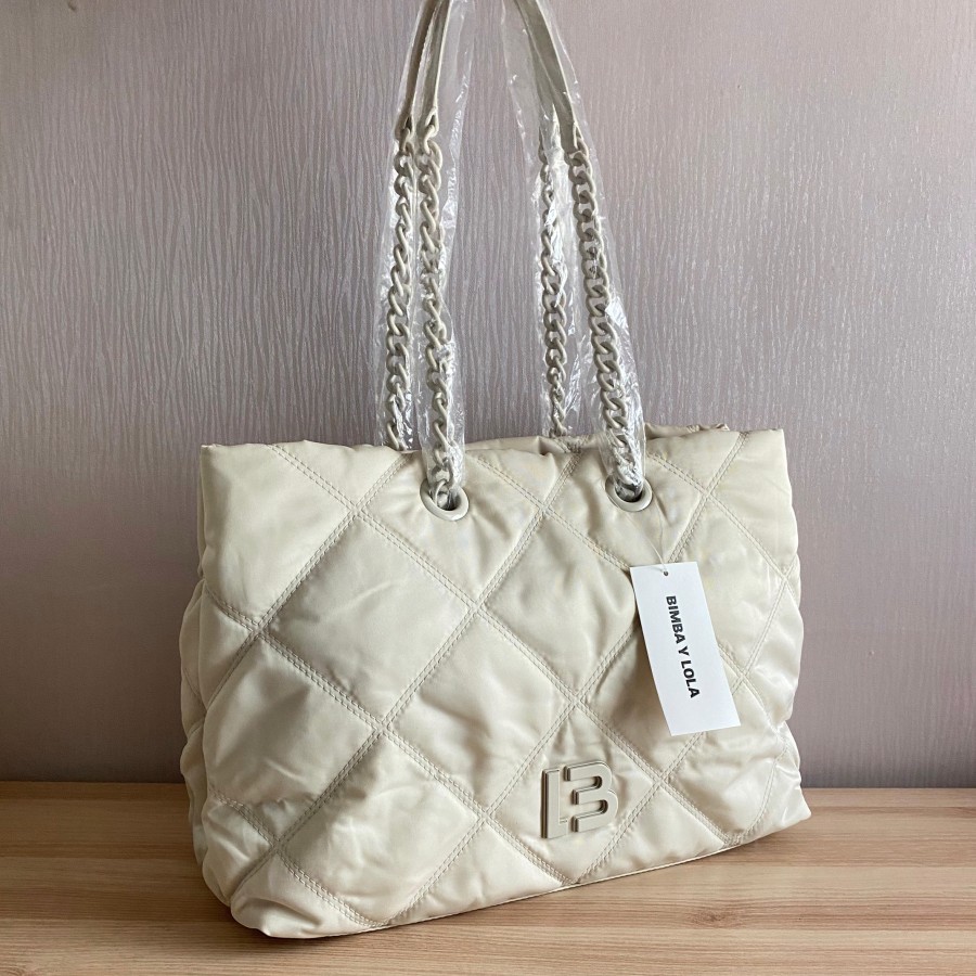 Tas Branded Wanita BIMBA Y LOLA Large Shopper Bag Quilted Nylon Tote Shoulder Bag Nilon