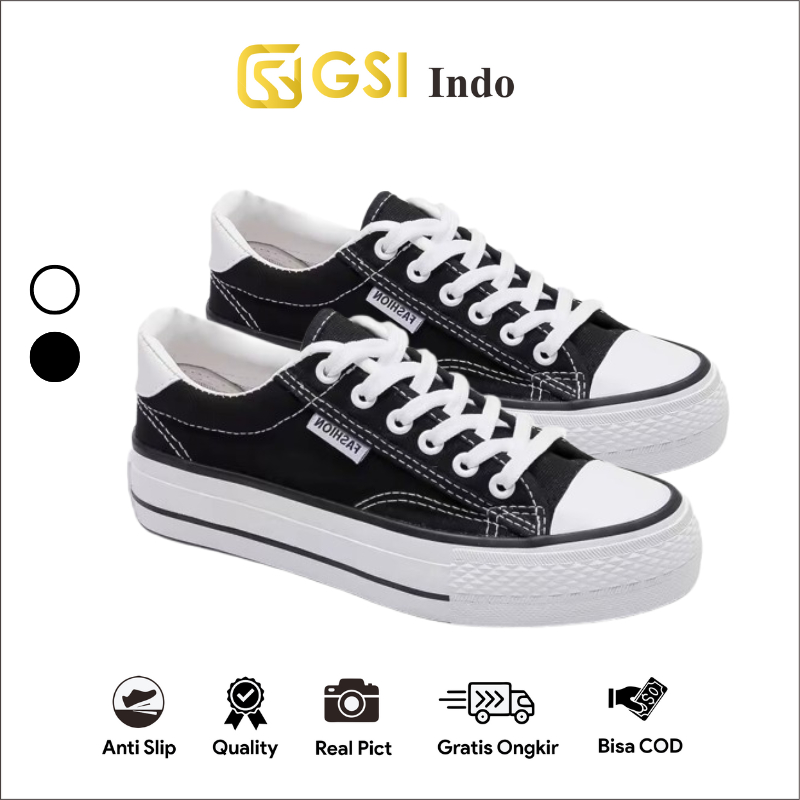 GSI Indo Galena 1345 Sepatu Wanita Sneakers Sekolah Kanvas Tebal Kekinian SIZE "37-41"