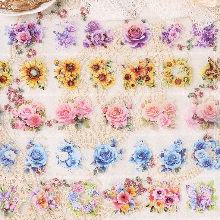 

[Artopia] Roll Sticker 2 Meter Bunga Flower Stiker Estetik PET Bunga Hiasan DIY Scapbook Bujo Journal CDHY