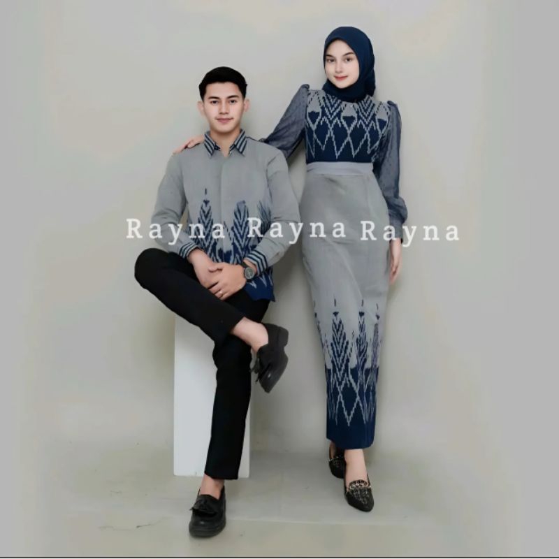SET PAKAIAN COUPLE TENUN BAJU MUSLIM GAMIS RAYNA ETHNIC KEMEJA TENUN DRES TENUN COUPLE PASANGAN
