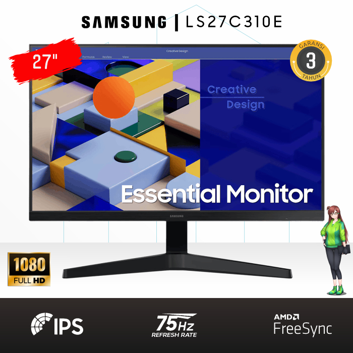 Monitor Samsung LED 27" LS27C310EAE FHD IPS 75Hz FreeSync