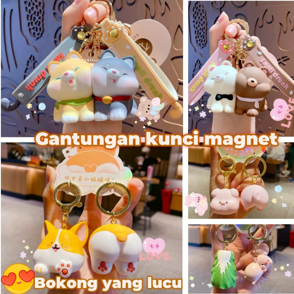 Gantungan kunci couple magnet gantungan kunci set pesona tas couple