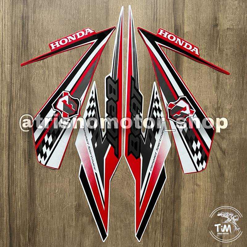 Striping Honda Beat FI putih merah 2018 | Stiker Beat FI esp standar