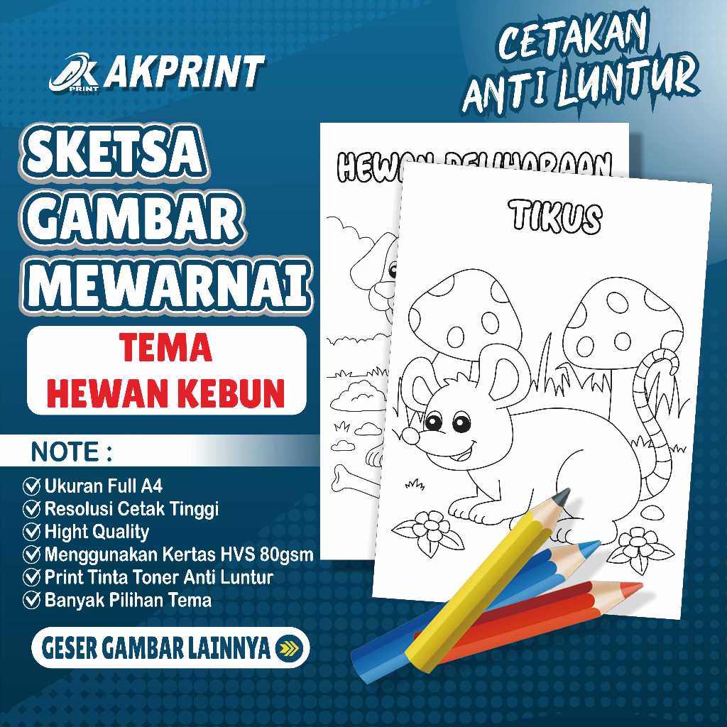 SKETSA GAMBAR MEWARNAI ANAK TEMA HEWAN KEBUN