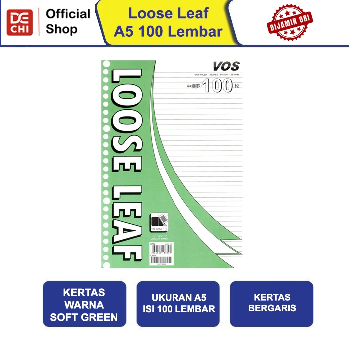 

Vos Loose Leaf A5 Isi 100 Lembar Warna Lime