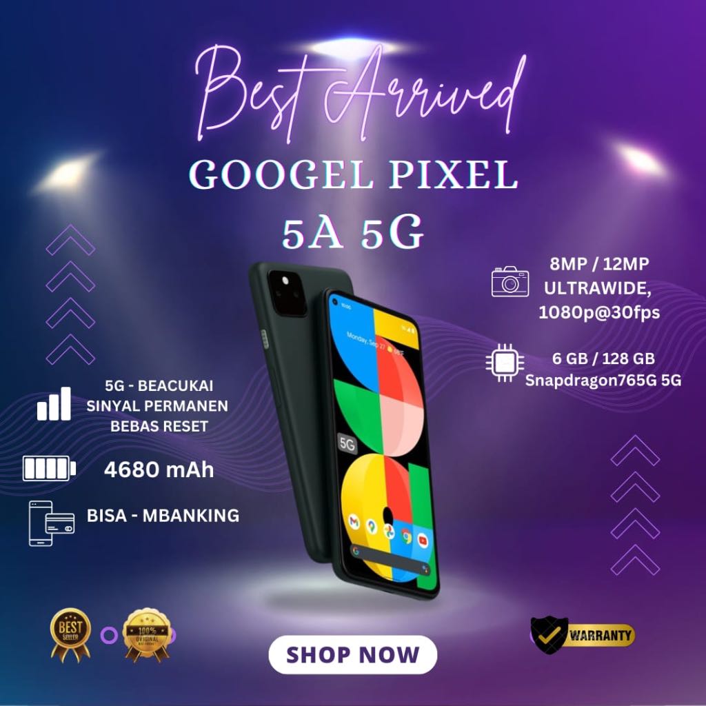 PERMANEN BEBAS RESET - GOOGLE PIXEL 5A 5G - 128GB  ALL OPERATOR SINYAL AMAN