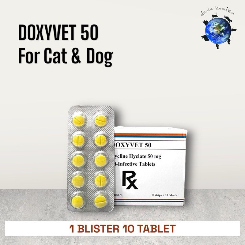 Doxyvet 50 Tablet Anti Infeksi Untuk Anjing Kucing Burung( Respiratory / Abses / Luka / Pyoderma /