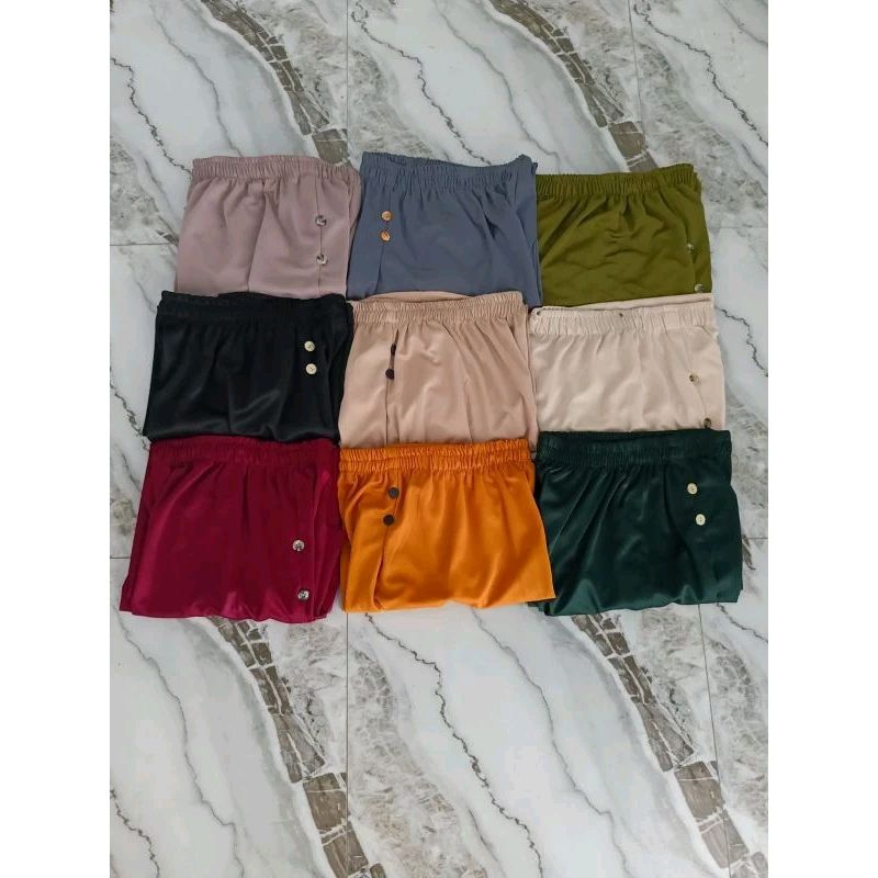 celana wanita kulot scuba terbaru kancing 4, isi 3&6 pcs