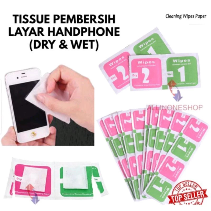 agen grosir tisu anti gores tissue pembersih layar hp 1 set tisu kering dan tisu basah