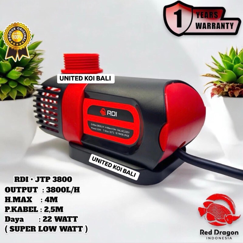 RDI JTP 3800 MULTIFACTIONAL RD-JTP 3800 MESIN POMPA KOLAM IKAN ECO GREEN SAVE ENERGY