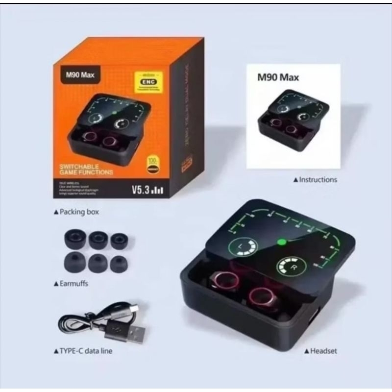 TWS M90 Max New Earphone Bt/ Suara Bagus