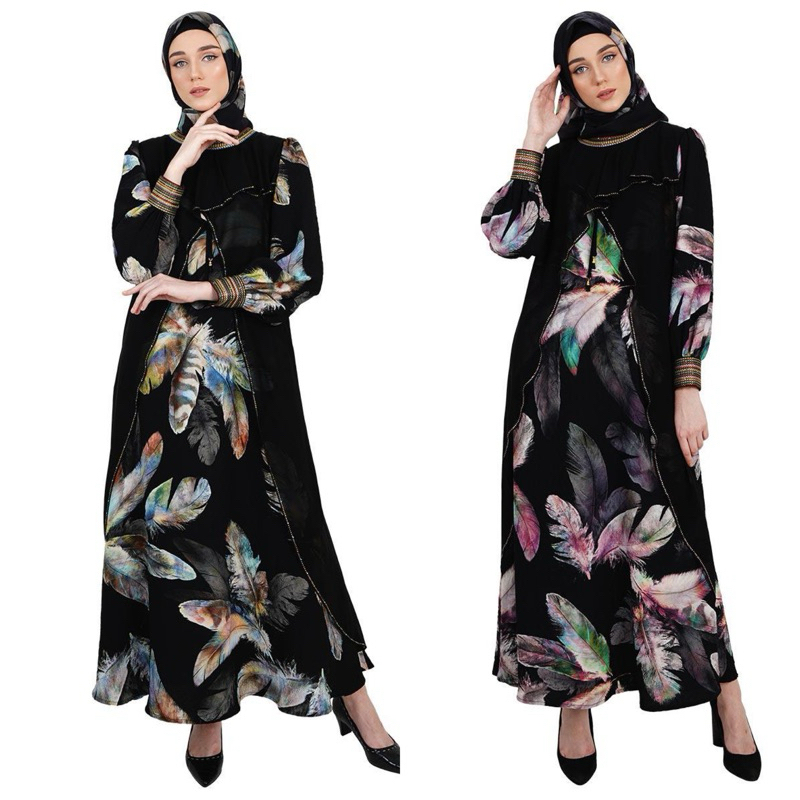 SIAP KIRIM ABAYA A4155-04 brown purple BY HIKMAT FASHION Muslim wanita gamis motif wanita dewasa