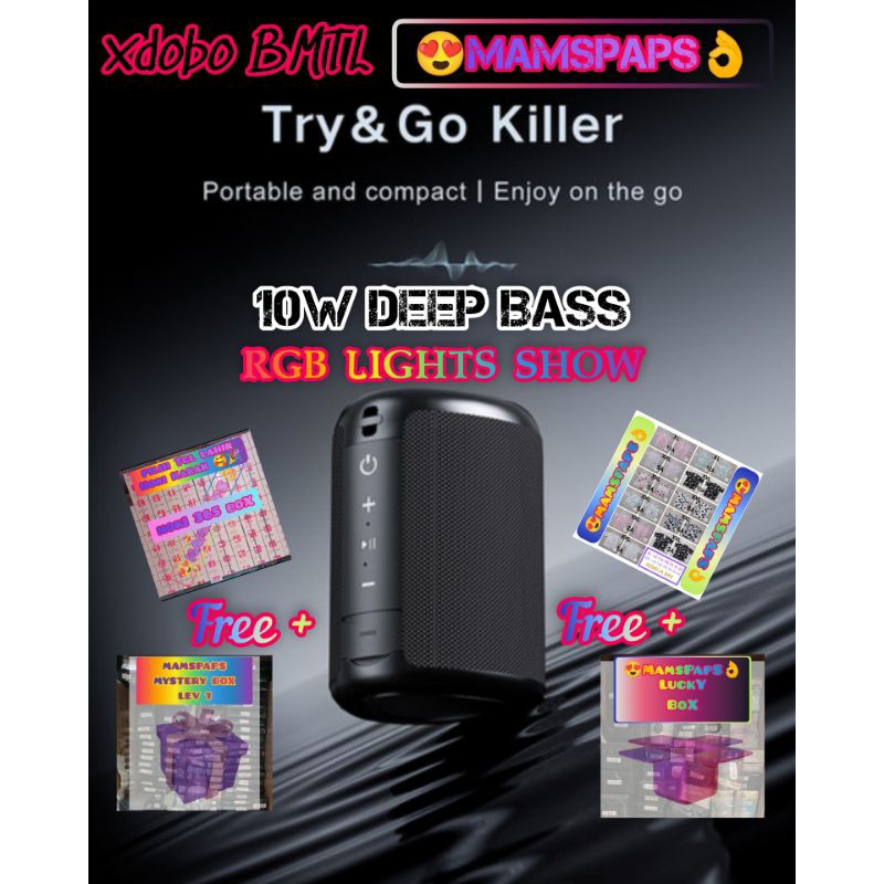 XDOBO BMTL Try & Go Killer 10W DEEP BASS Portable Speakers RGB Lights SHOW Bluetooth 5.3 Subwoofer I