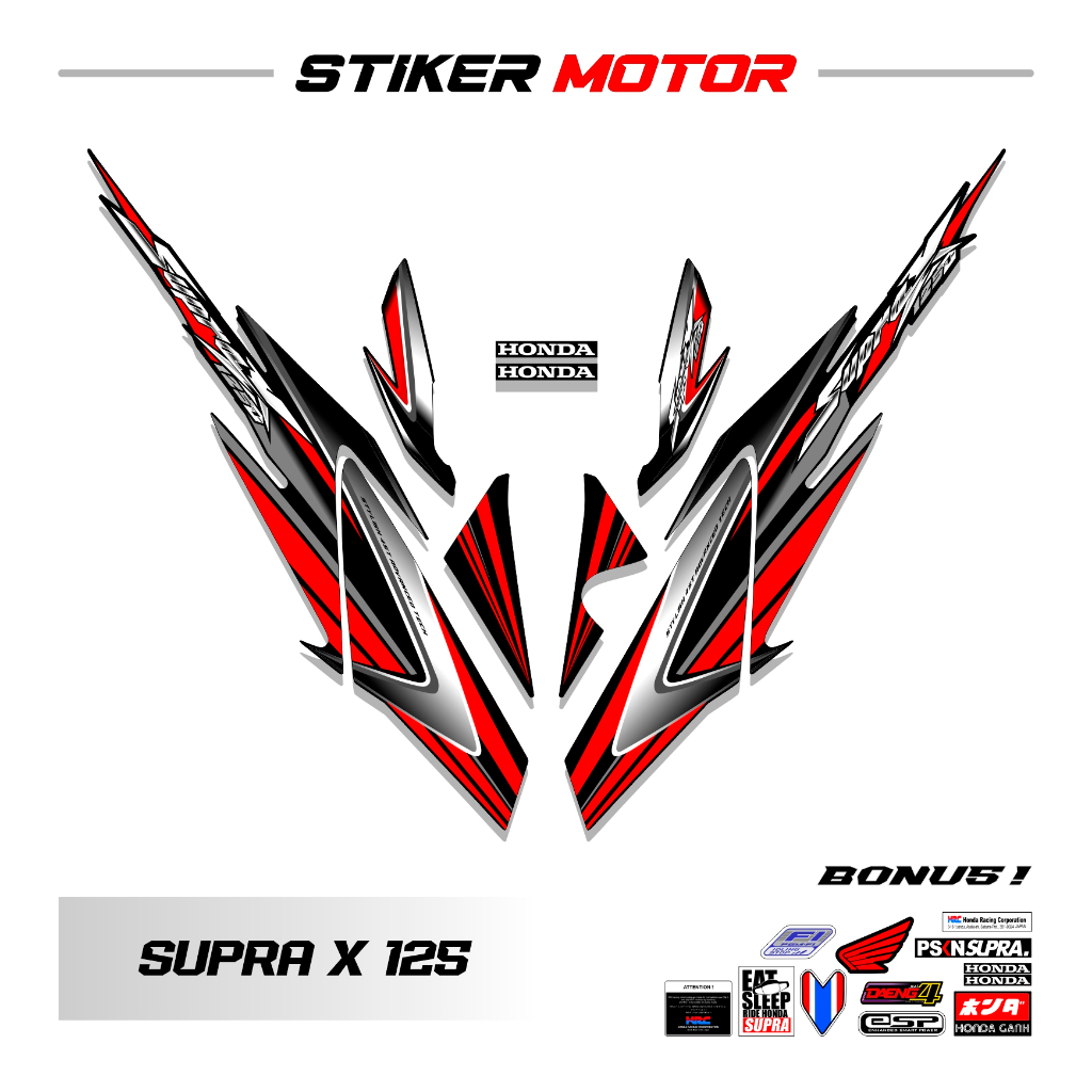 SP96 Striping Stiker Motor Supra X 125 Old 2005 2006 Variasi Sticker Motif Line Racing laminasi