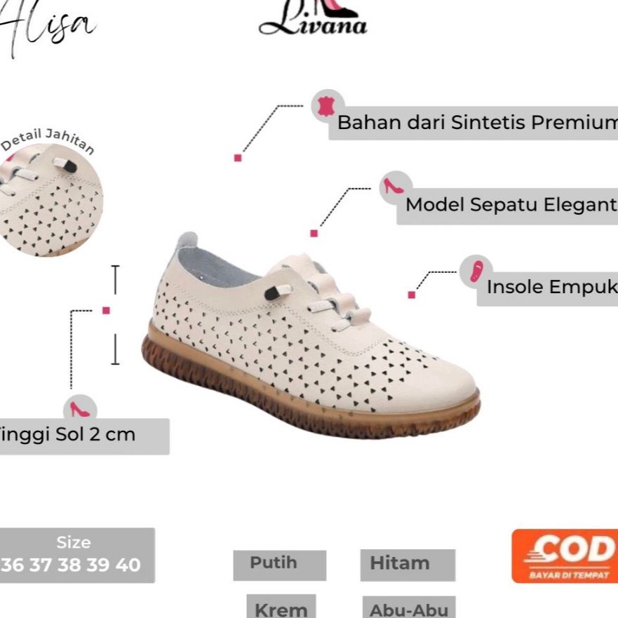 Eksklusif Sepatu Flatshoes Pantofel Alisa Wanita Perempuan Cewek Kerja Kantor Formal Loafers Flat Sh